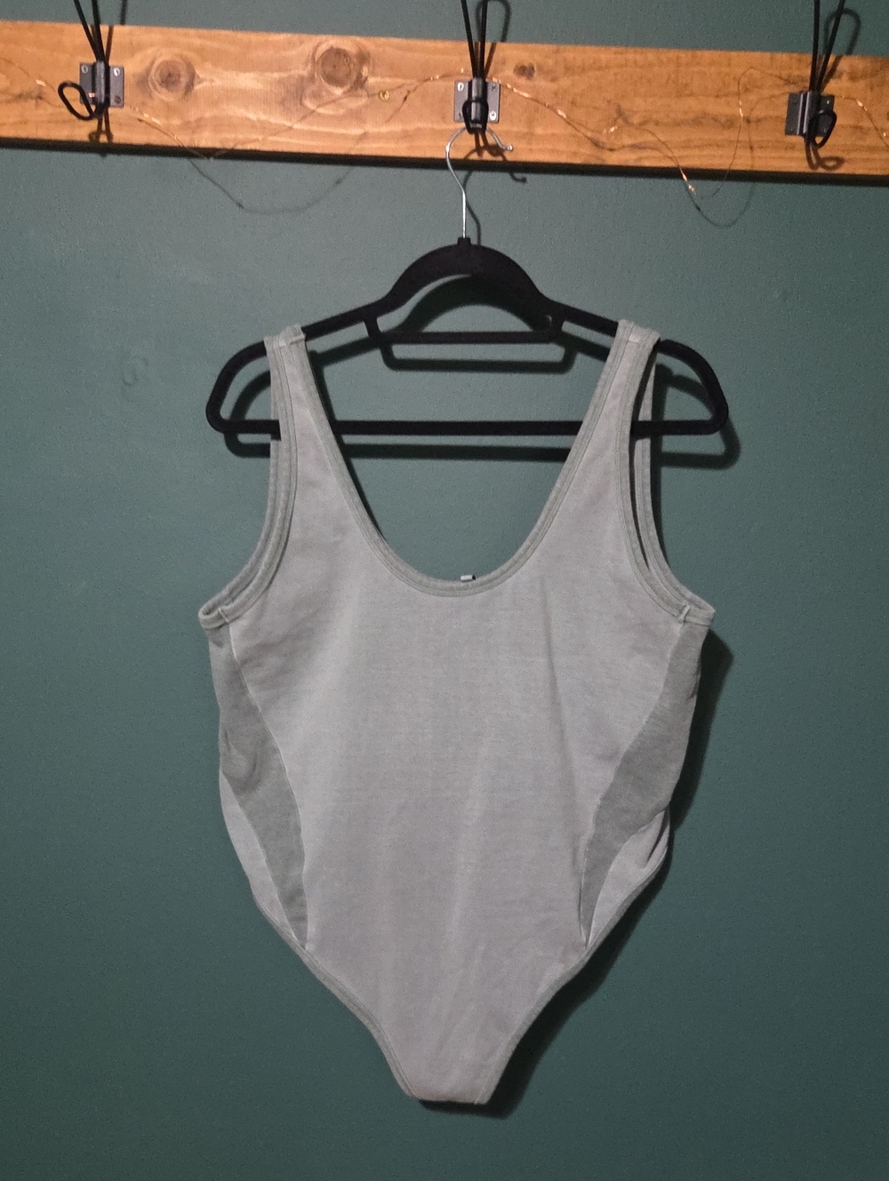 SKIMS  Scoop Neck Thong Cotton  Bodysuit Juniper/Sage Sz 4x